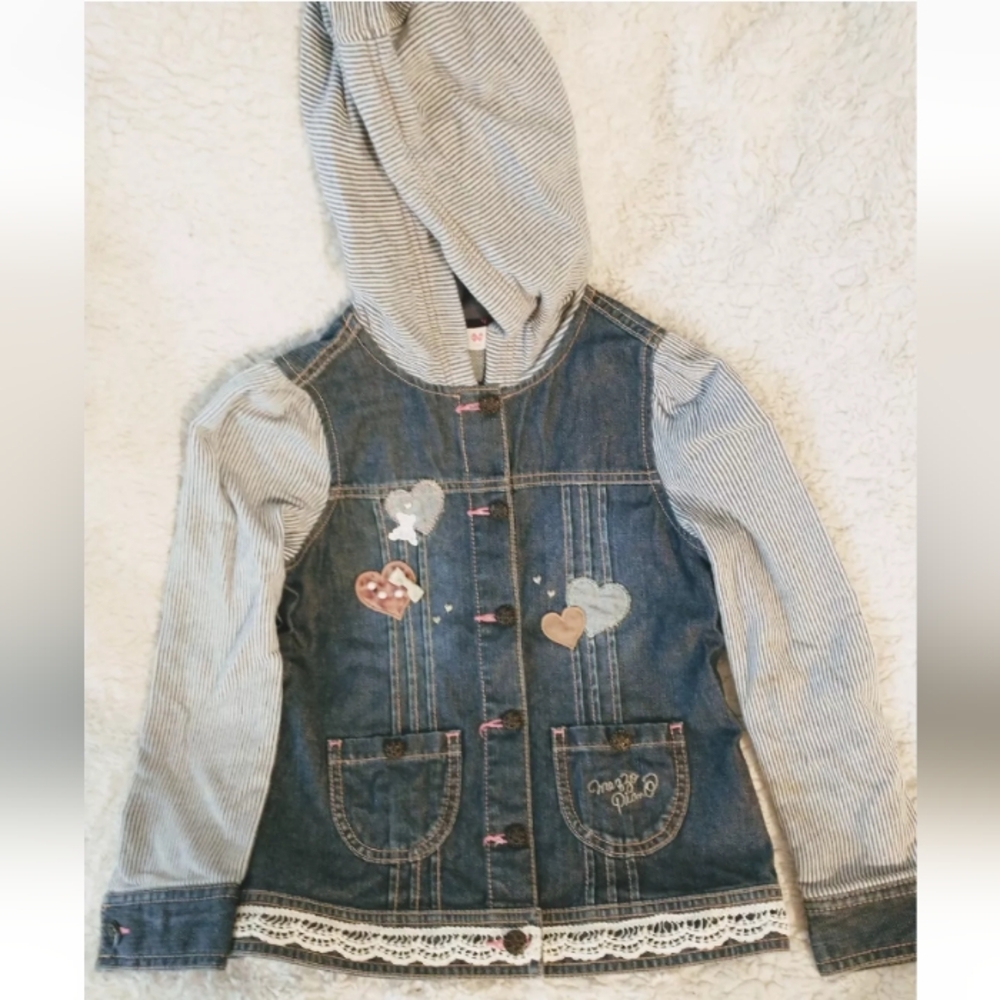 Hooded Denim Jacket, Mezzo Piano Size 130cm